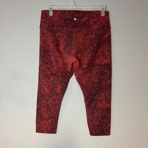 Lululemon Red Marble Crackle Print Leggings Crop High Rise